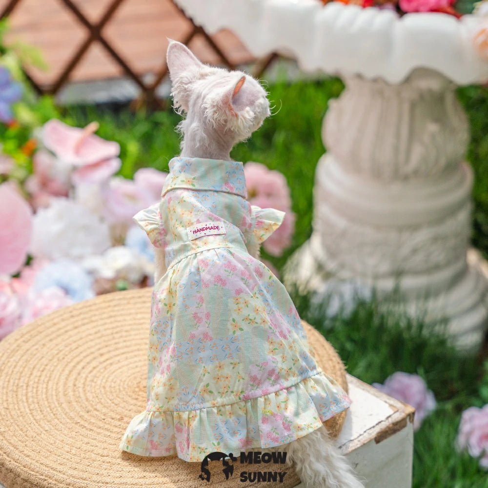 Hairless cat floral dress is comfortable and breathable
