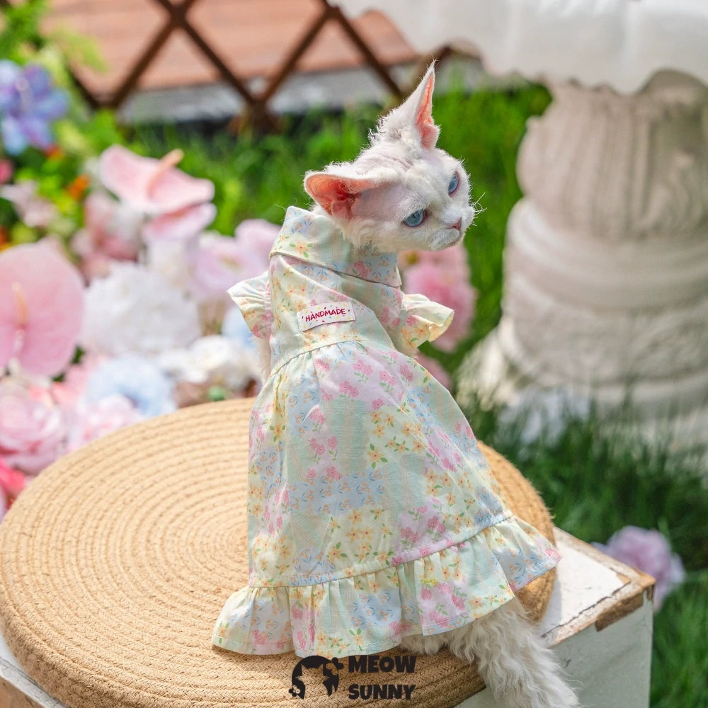 Hairless cat floral dress is comfortable and breathable