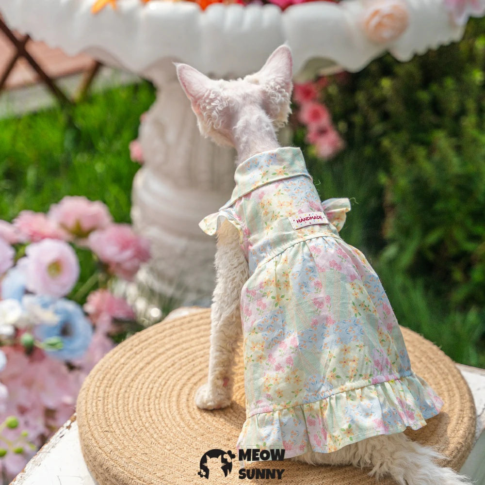Hairless cat floral dress is comfortable and breathable