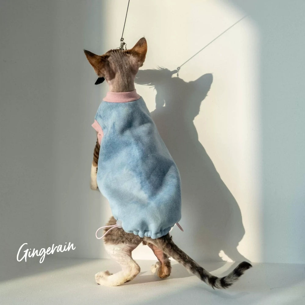 Hairless cat pure cotton velvet blue vest sweatshirt
