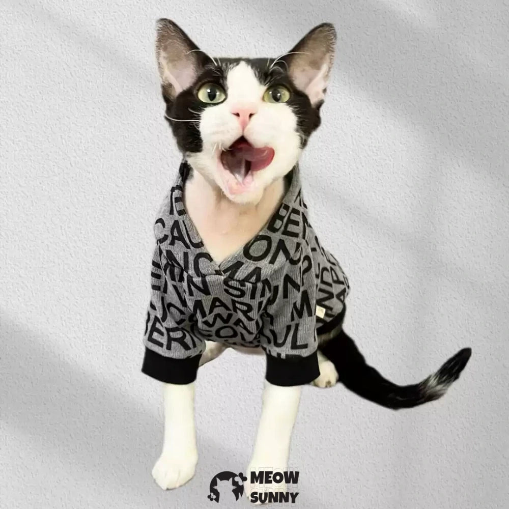 Hairless cat sphinx sweatshirt with hood to keep warm