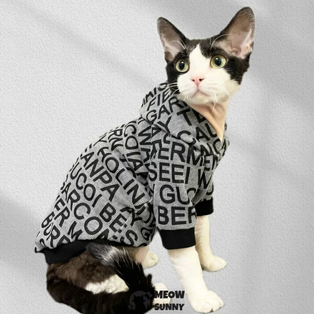 Hairless cat sphinx sweatshirt with hood to keep warm