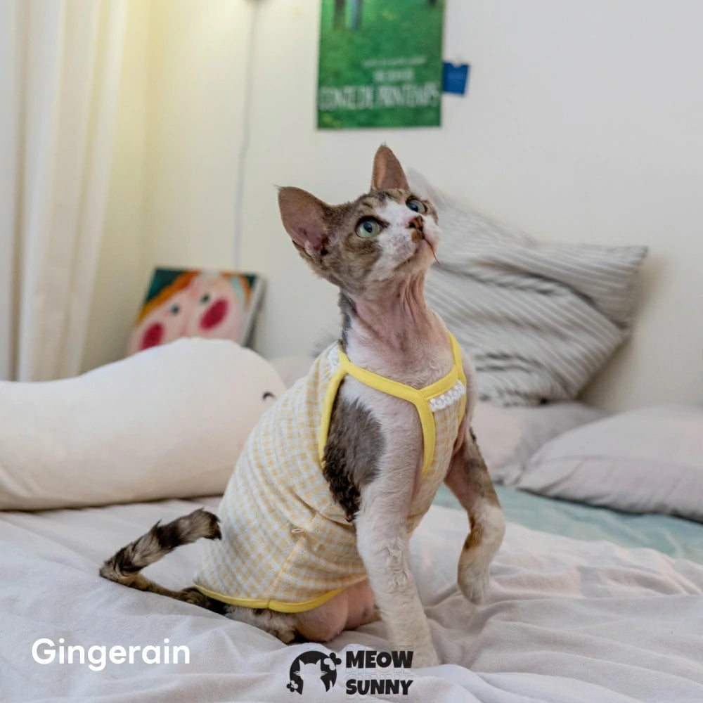Hairless cat summer candy plaid tank top comfortable and breathable