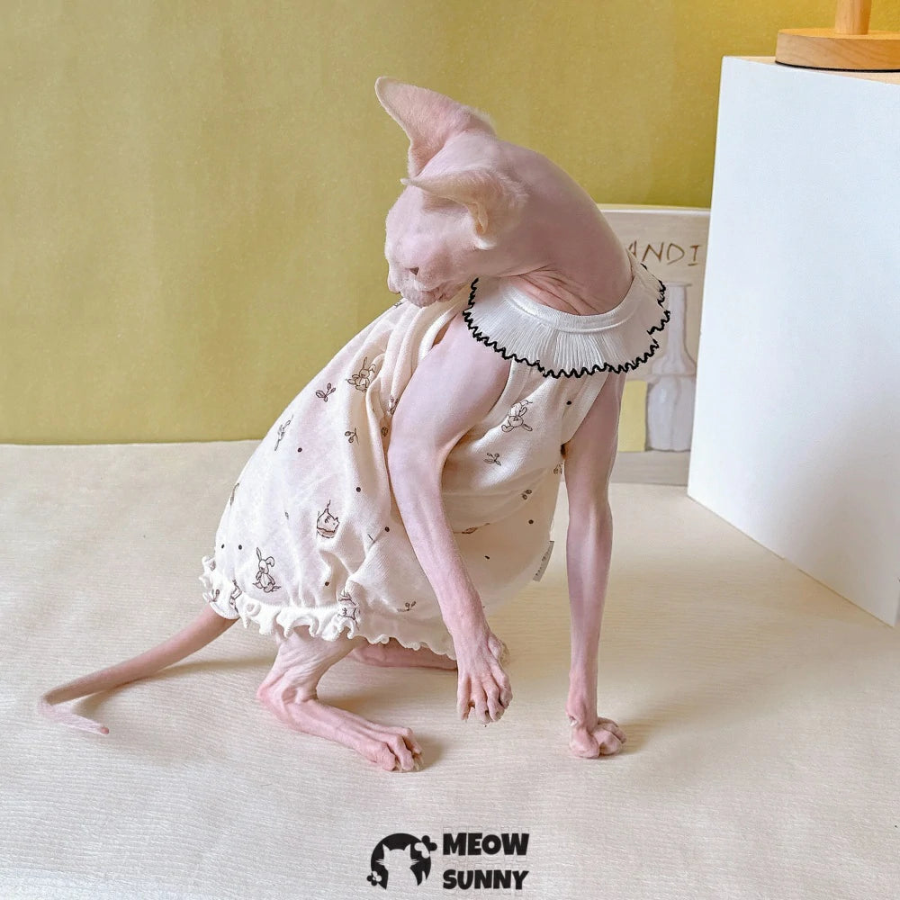 Hairless cat summer light cool sleeveless cute pajamas dress