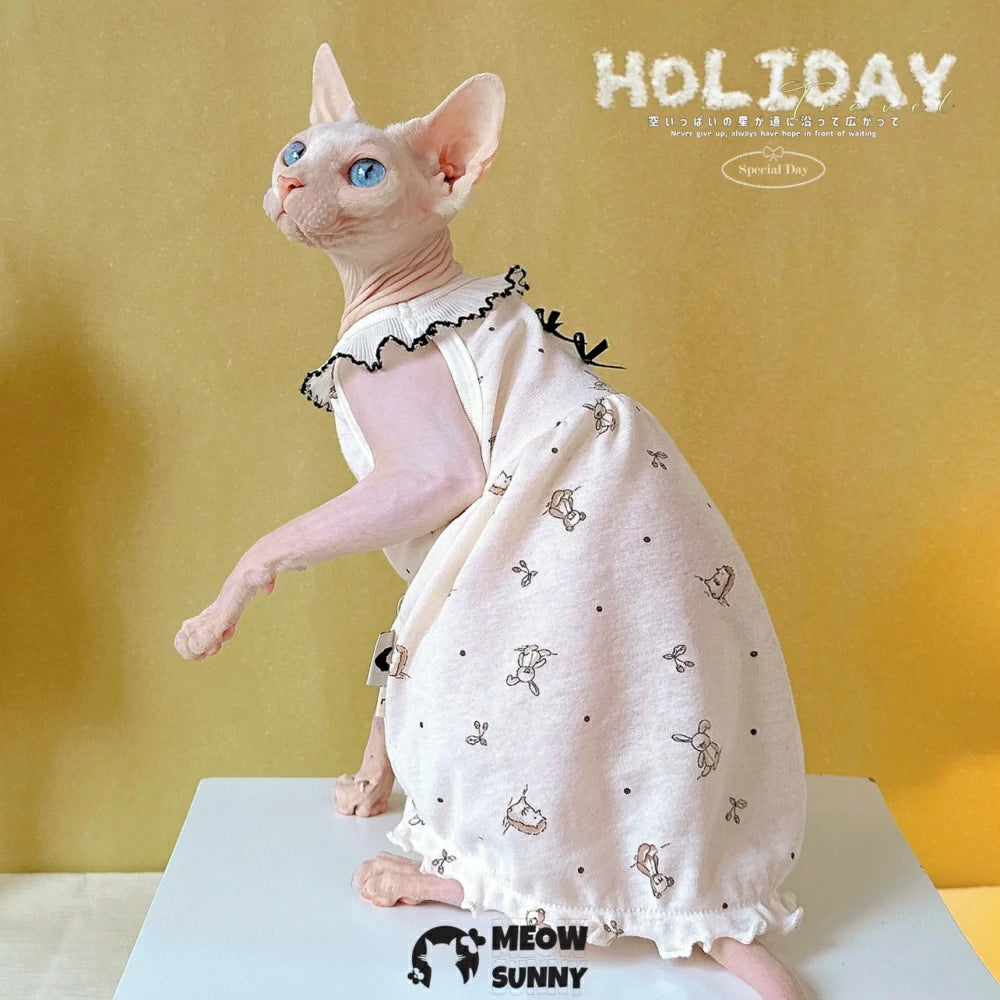 Hairless cat summer light cool sleeveless cute pajamas dress