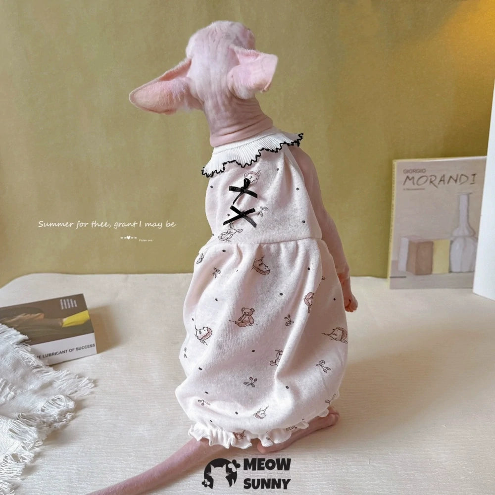 Hairless cat summer light cool sleeveless cute pajamas dress