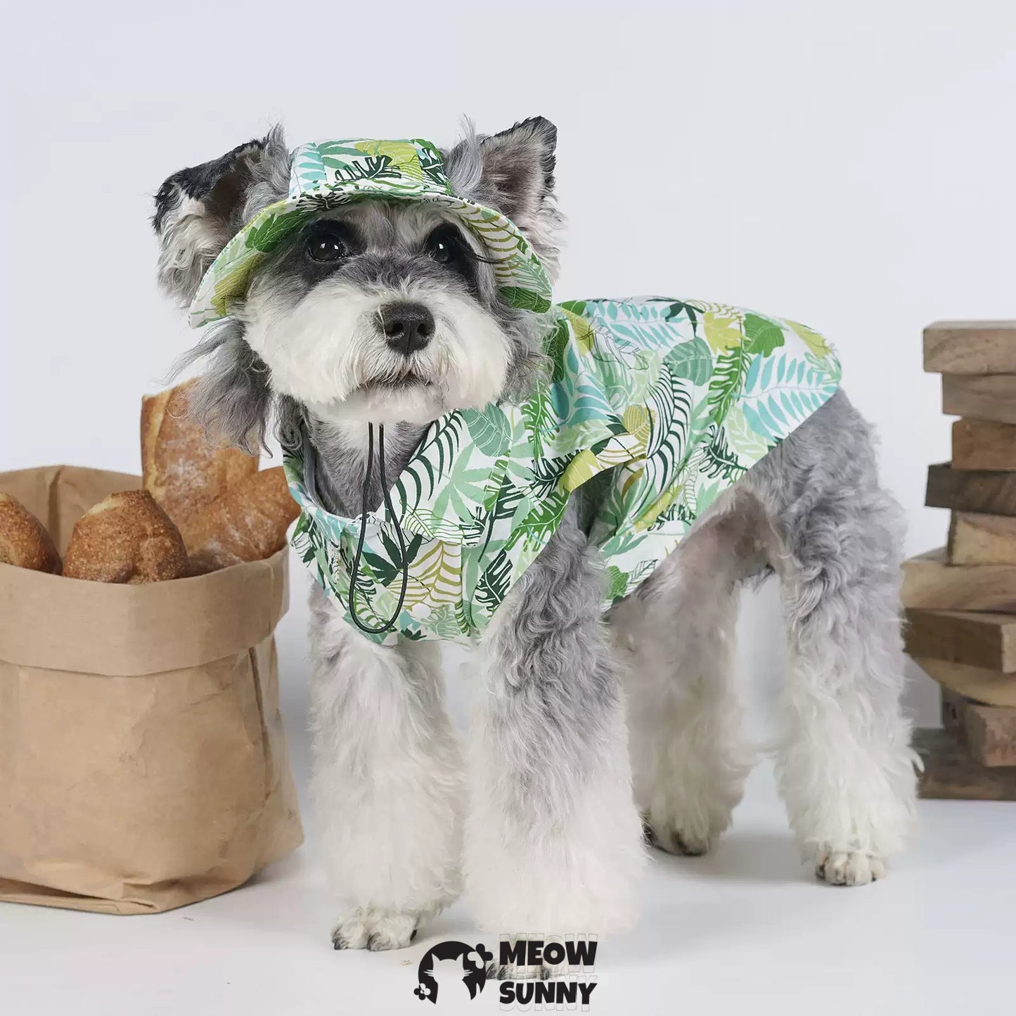 Hawaiian Shirt Summer Thin Dog Comfortable Fashion T-Shirt White Green