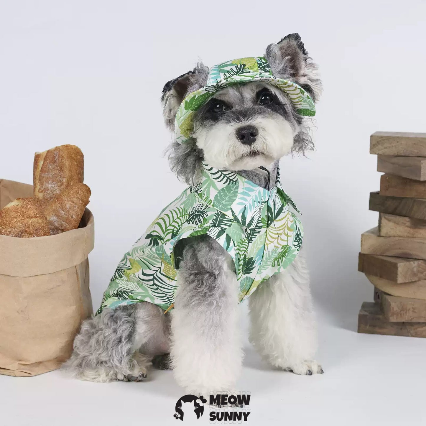 Hawaiian Shirt Summer Thin Dog Comfortable Fashion T-Shirt White Green