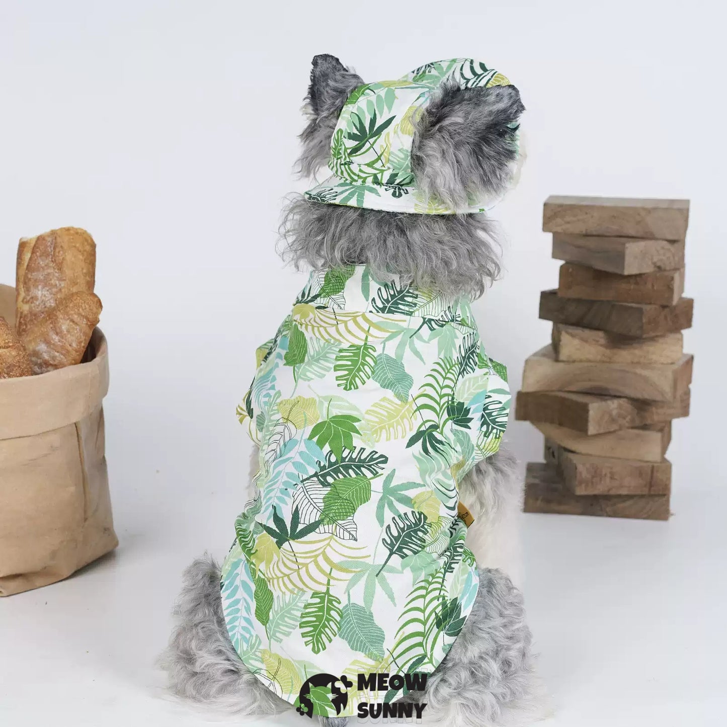 Hawaiian Shirt Summer Thin Dog Comfortable Fashion T-Shirt White Green