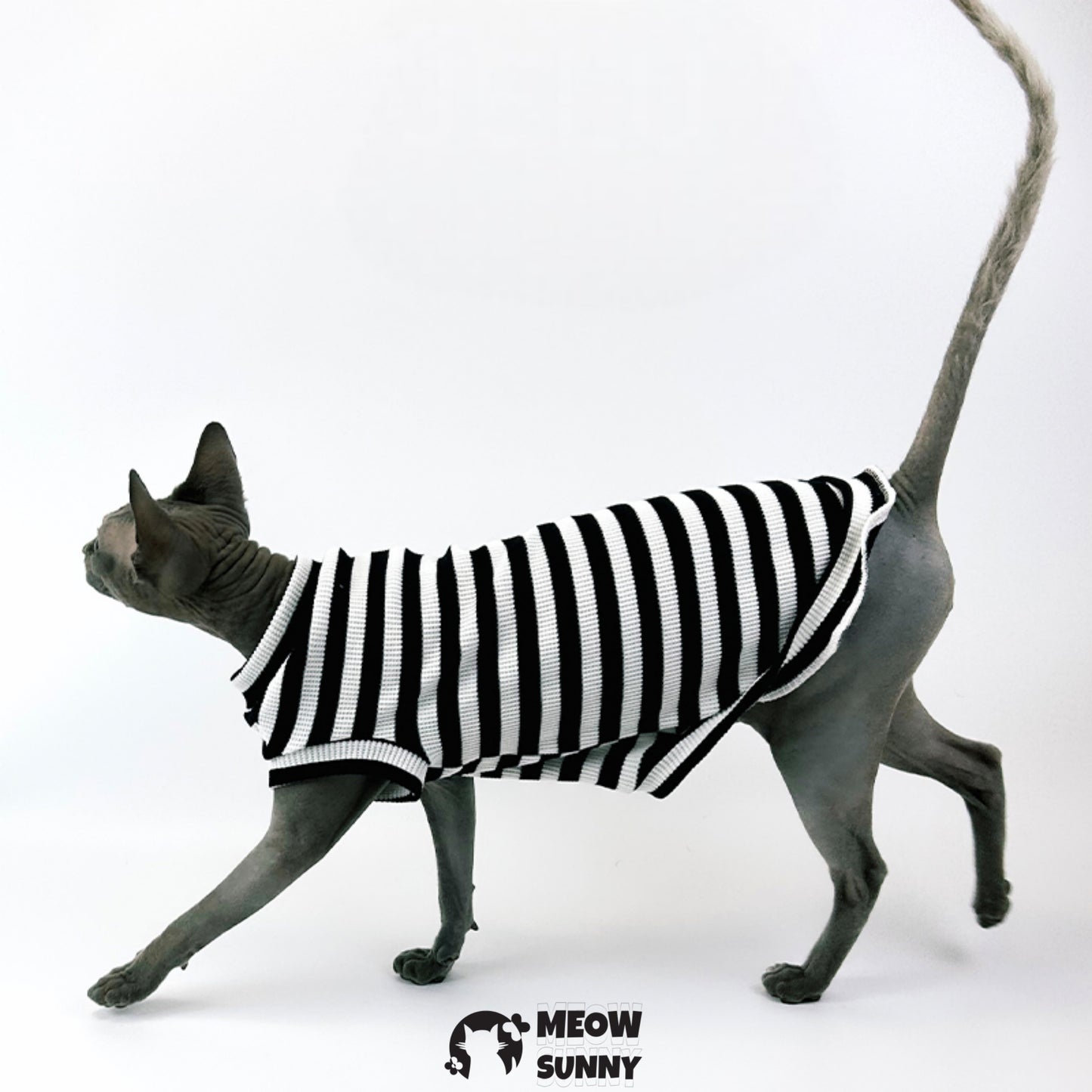 Striped Dog & Cat Polo Shirt, Yellow & Navy, Small