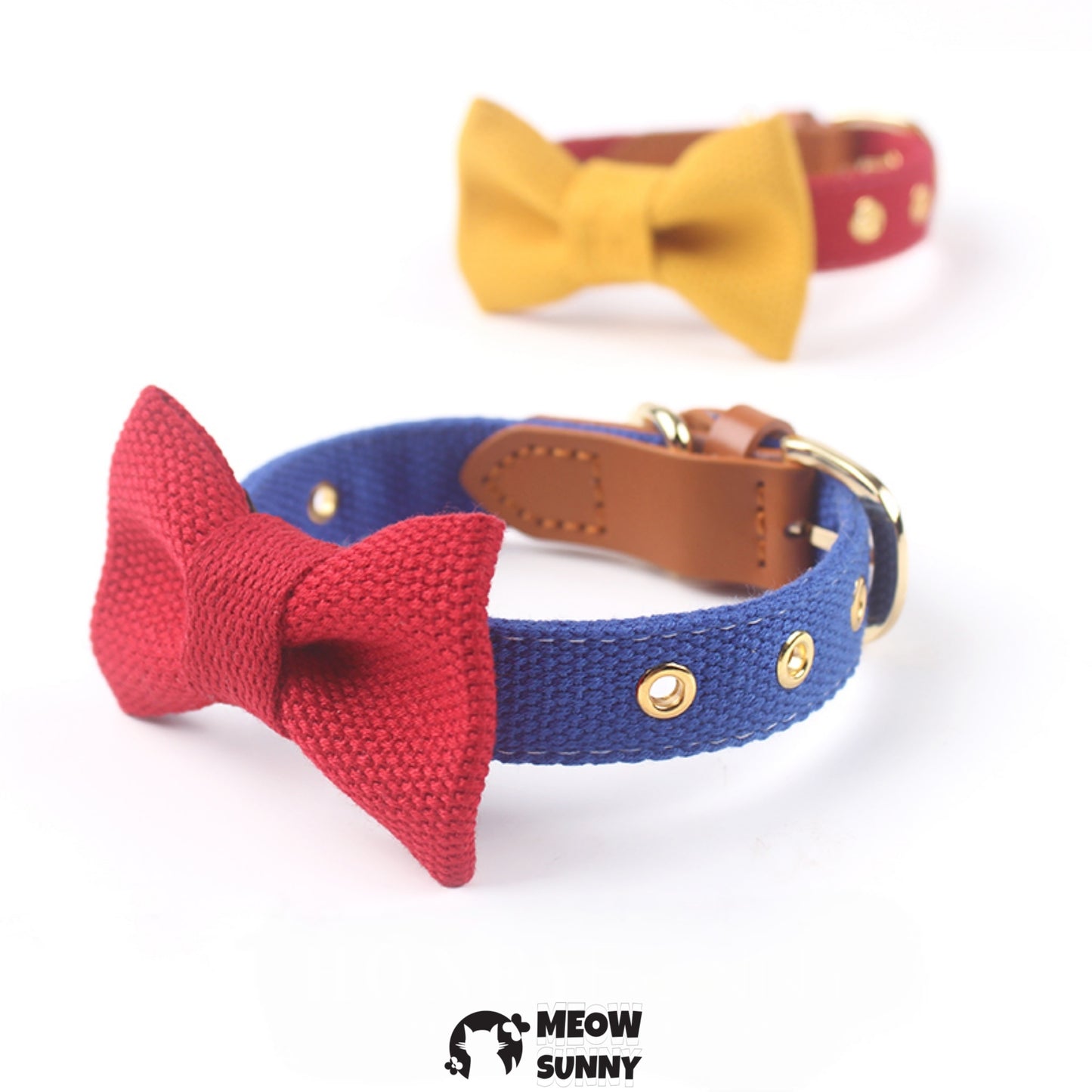 Adjustable Bowknot Nylon Dog &Cat Collar, 1.3M,Customizable Name