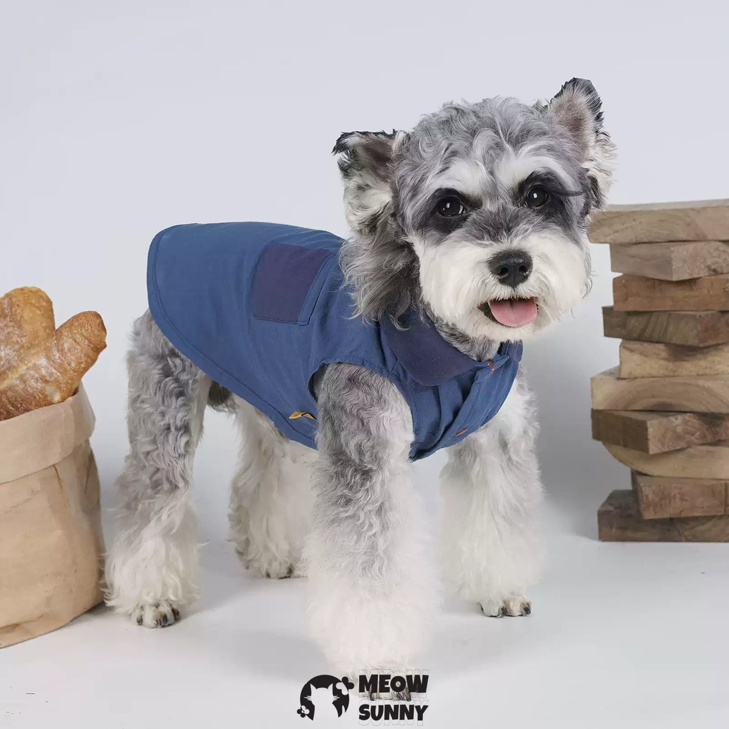 Japanese style blue dyed summer thin dog comfortable retro shirt