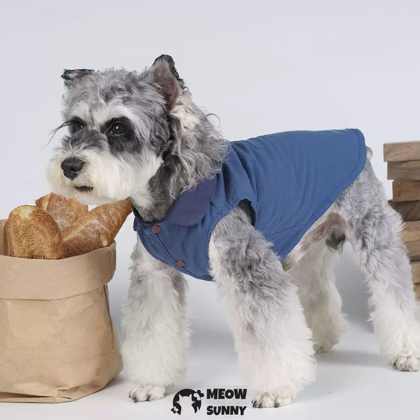 Japanese style blue dyed summer thin dog comfortable retro shirt