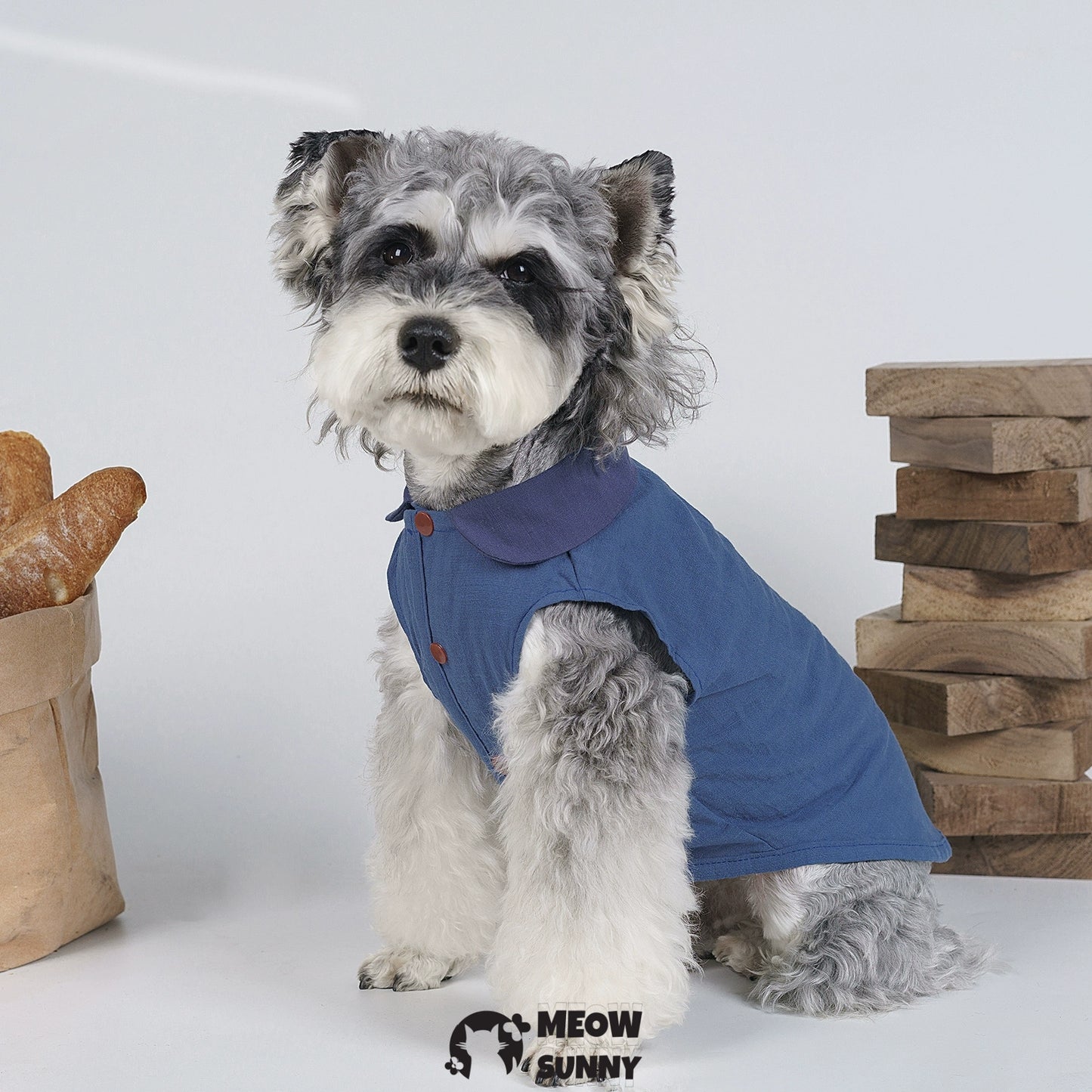 Japanese style blue dyed summer thin dog comfortable retro shirt