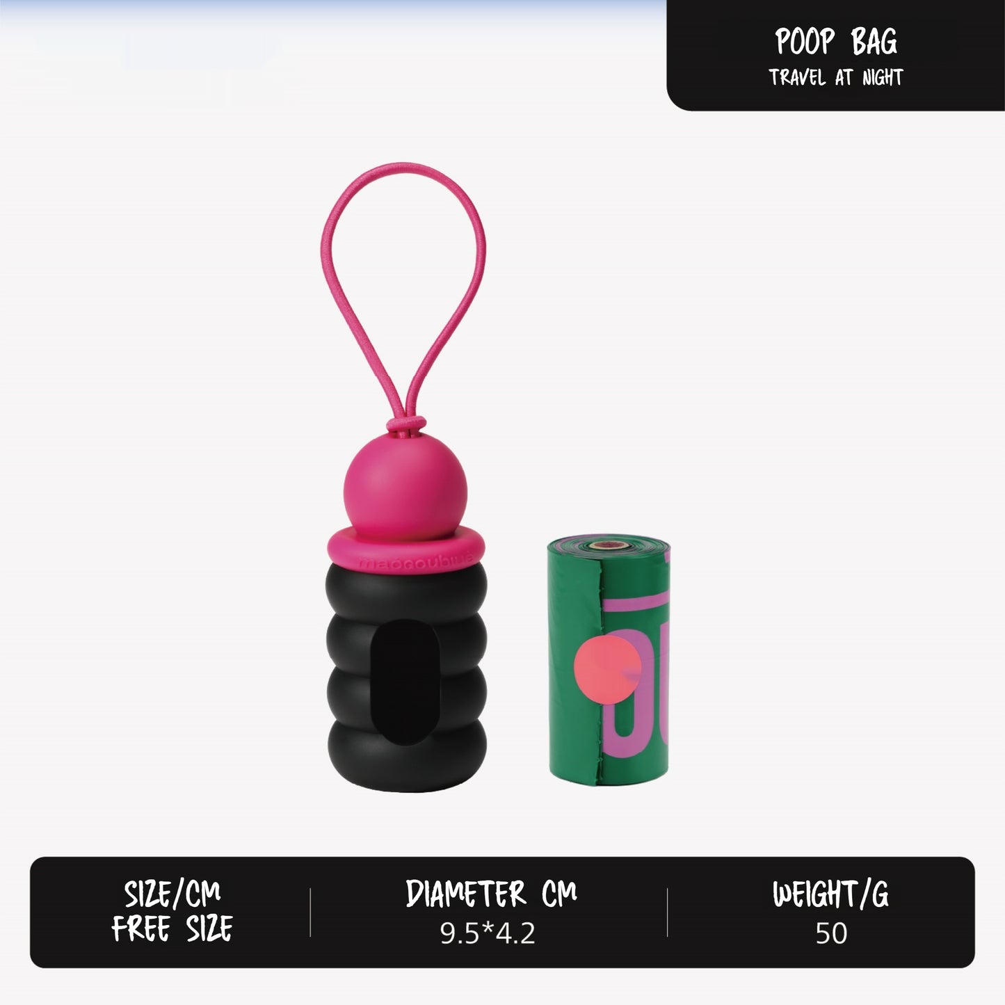 Pet Poop Bag Dispenser for Leash (Includes One Roll)