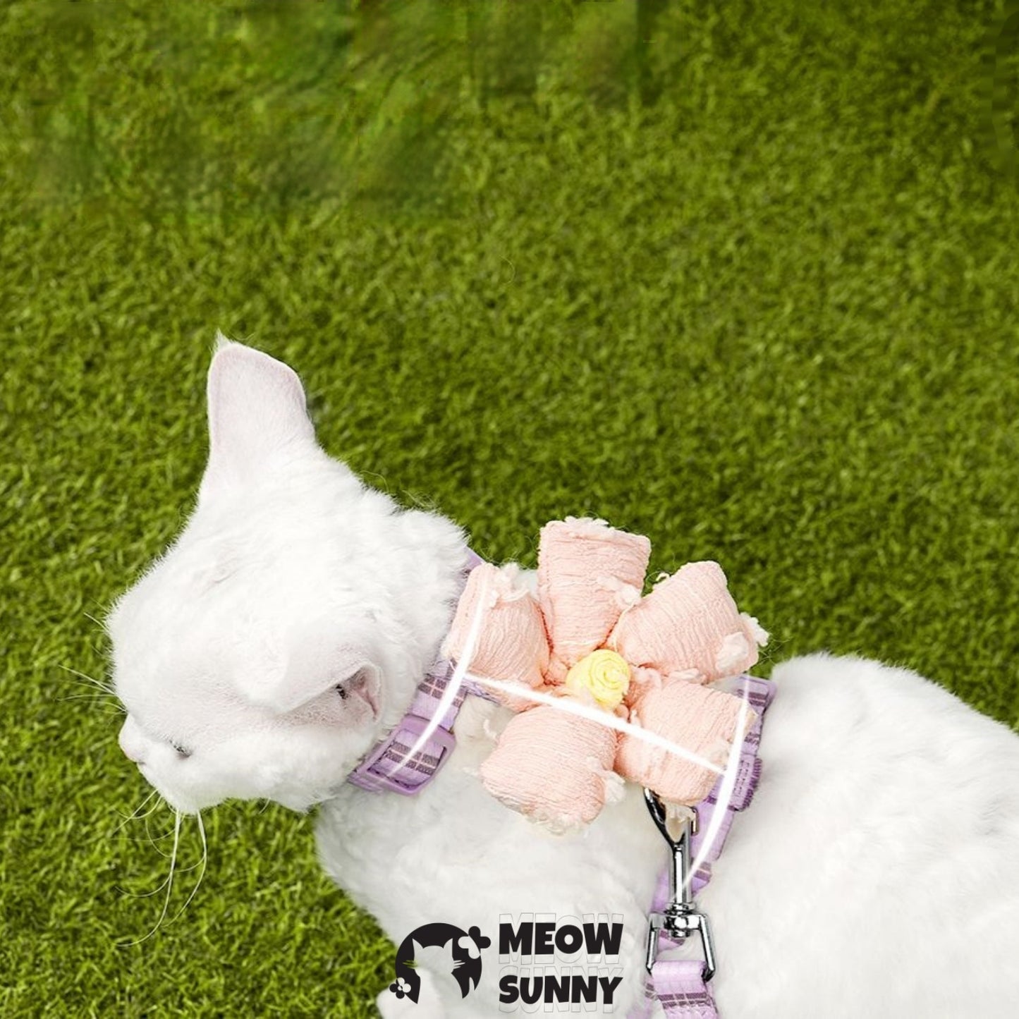 PetSafe Come with Me Kitty Nylon Cat Harness & Bungee Leash, Lilac/Yellow, Medium: 5to 18 in chest