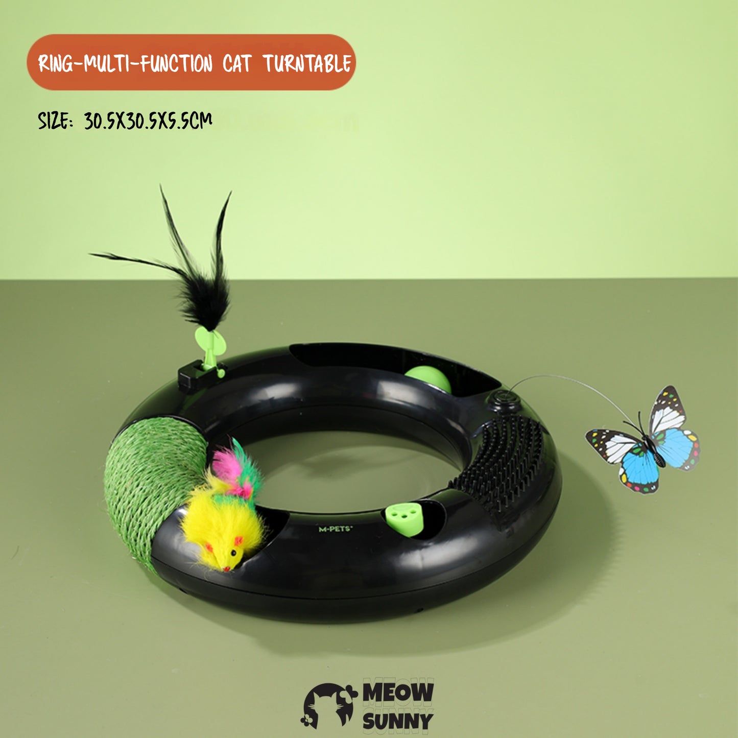 Cats Turntable Circle Track Toys(Black&Green),4 Level Turntable