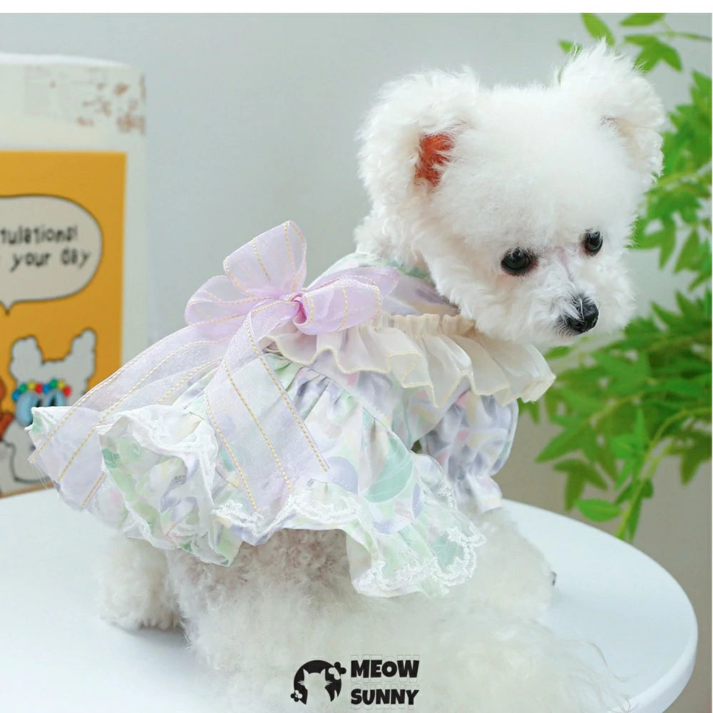 Midsummer flower skirt pet clothes dog pastoral floral princess skirt