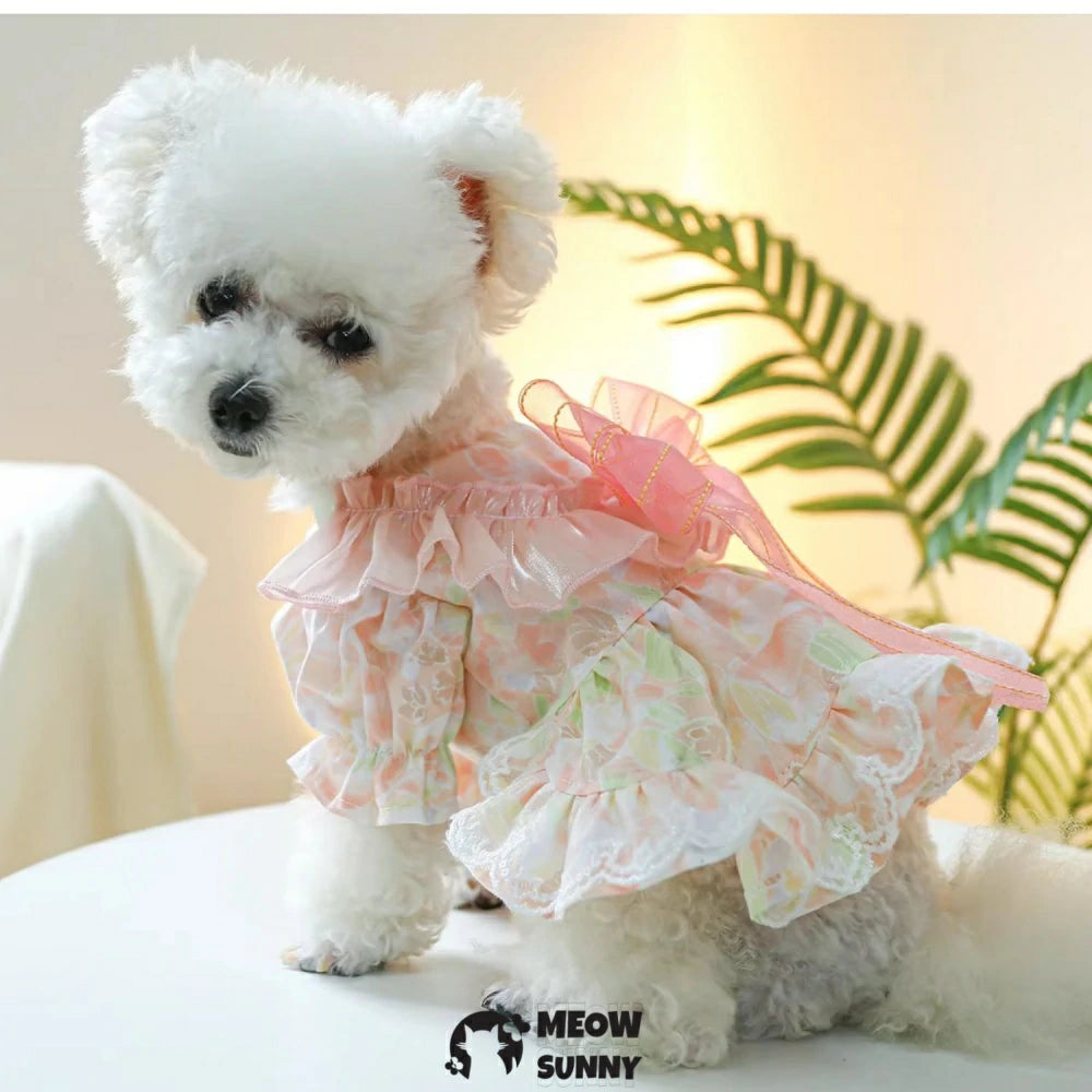 Midsummer flower skirt pet clothes dog pastoral floral princess skirt