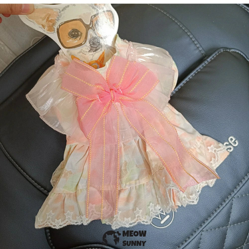 Midsummer flower skirt pet clothes dog pastoral floral princess skirt