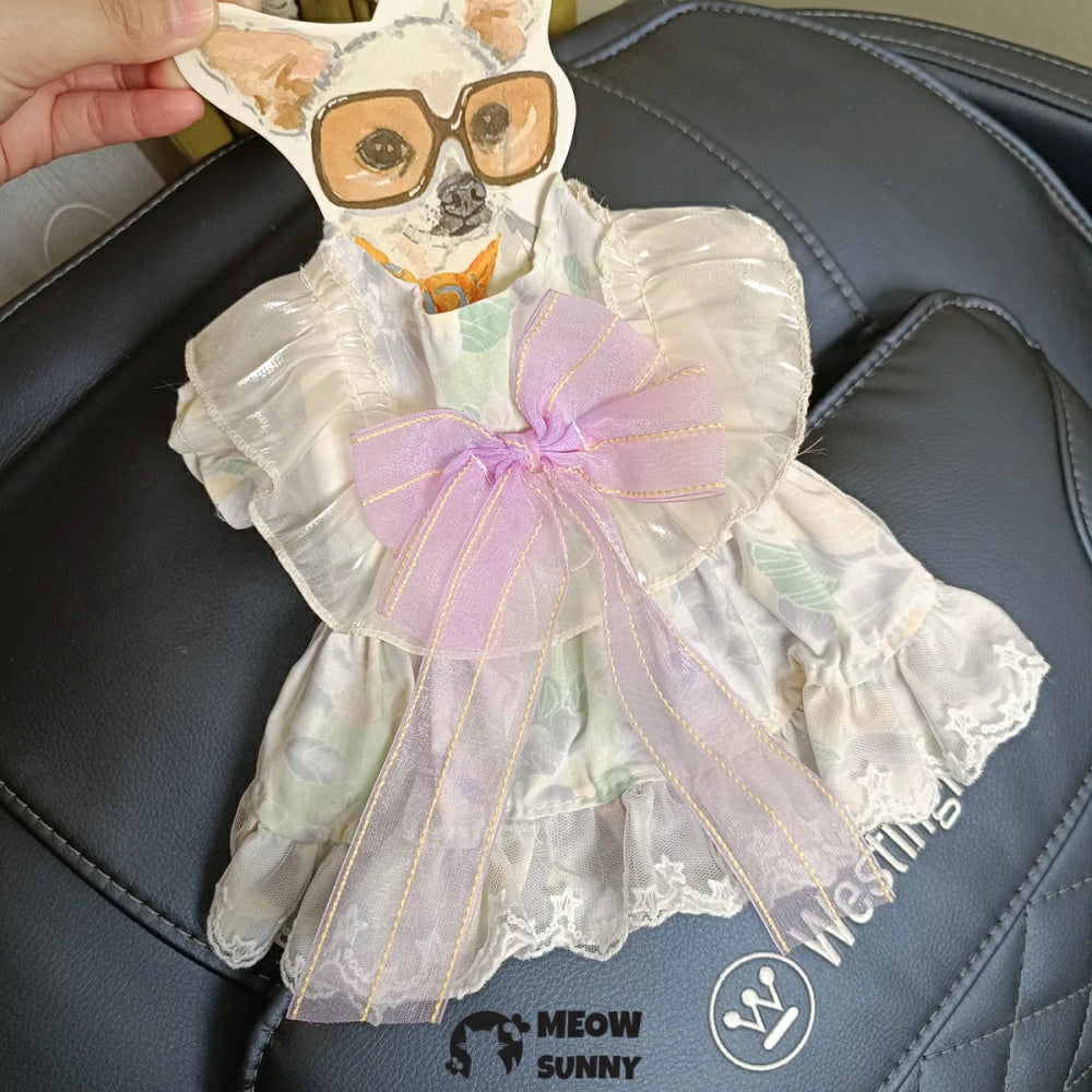 Midsummer flower skirt pet clothes dog pastoral floral princess skirt