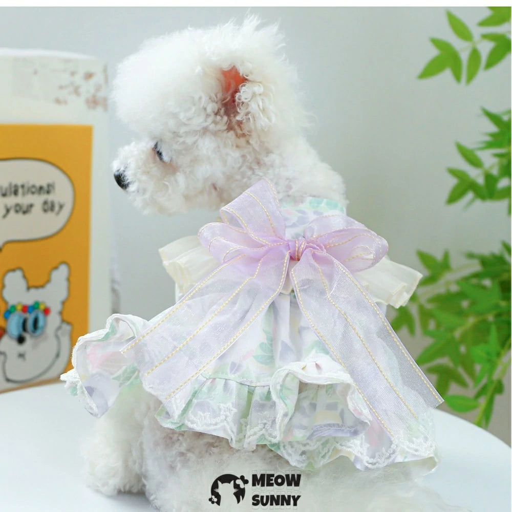 Midsummer flower skirt pet clothes dog pastoral floral princess skirt