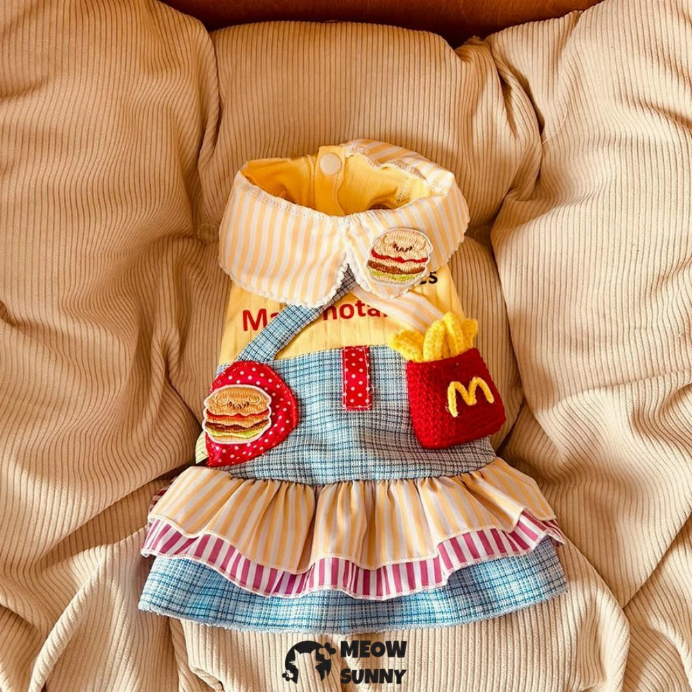 Multicolor patchwork dress for going out sun protection cat clothes