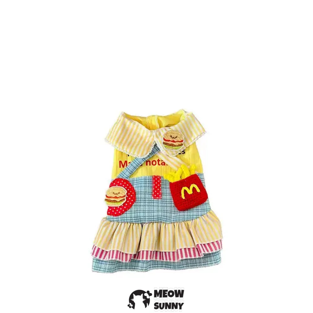 Multicolor patchwork dress for going out sun protection cat clothes
