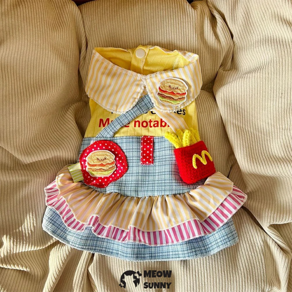 Multicolor patchwork dress for going out sun protection cat clothes