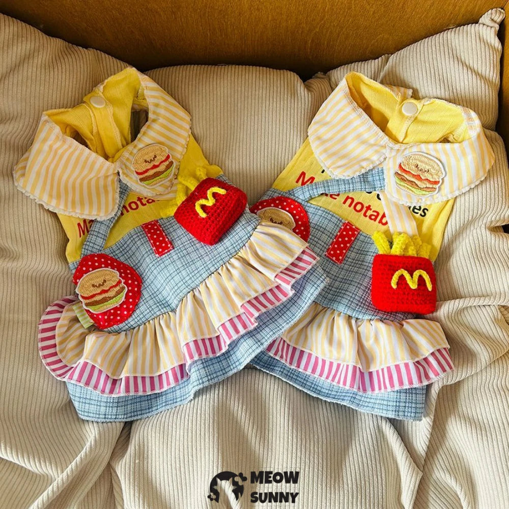 Multicolor patchwork dress for going out sun protection cat clothes