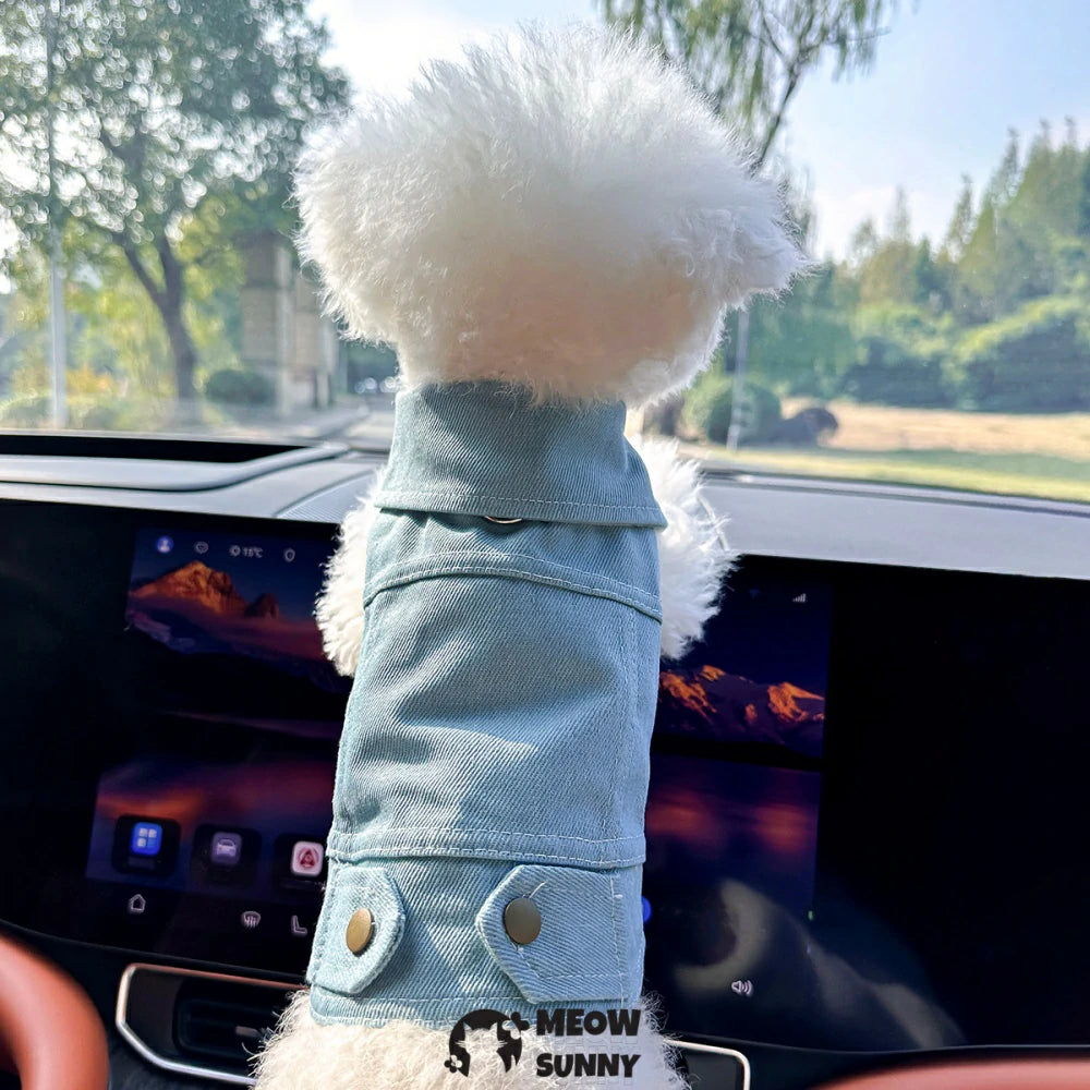New dog clothes denim vest puppy casual traction trendy brand sweatshirt