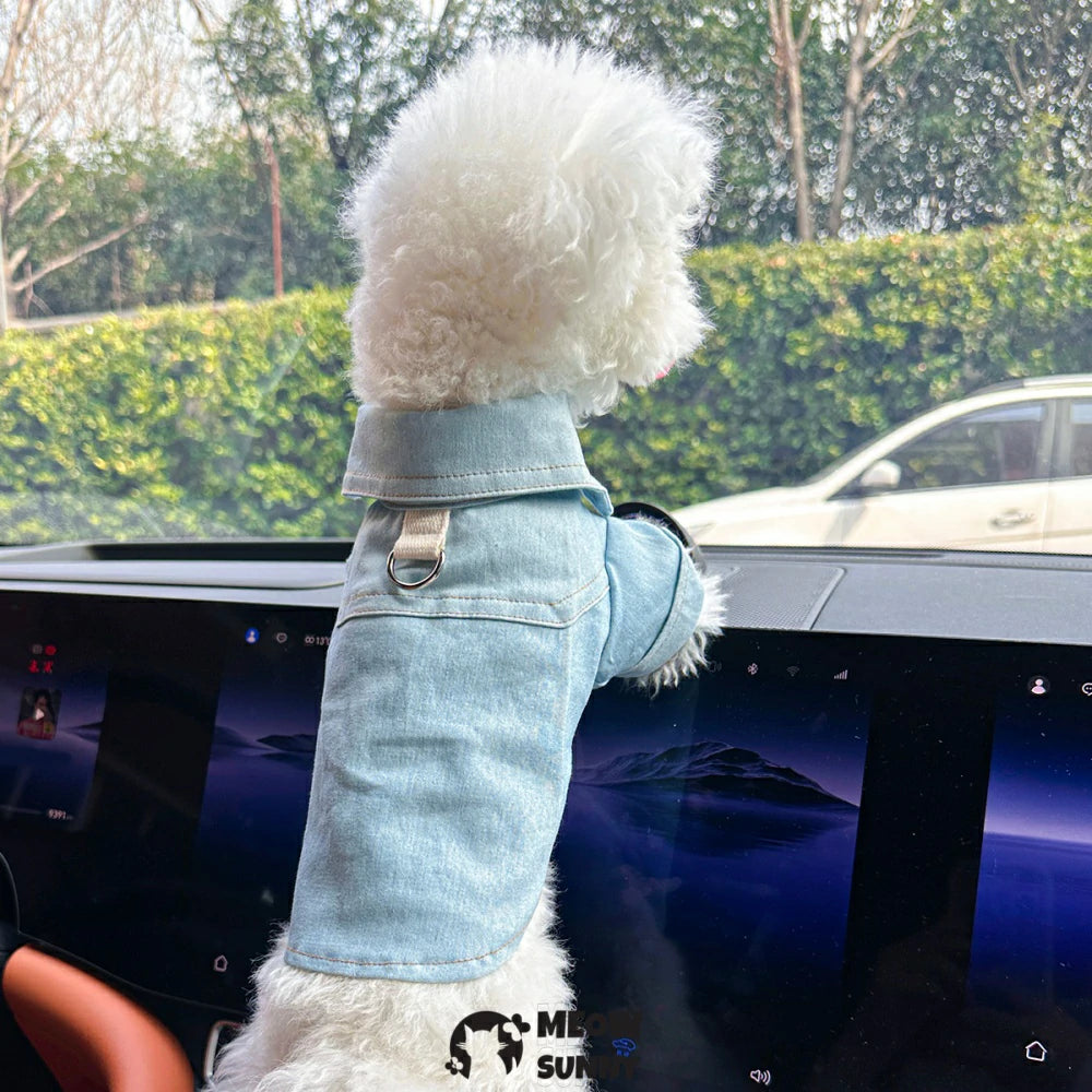 New dog clothes denim vest puppy casual traction trendy brand sweatshirt