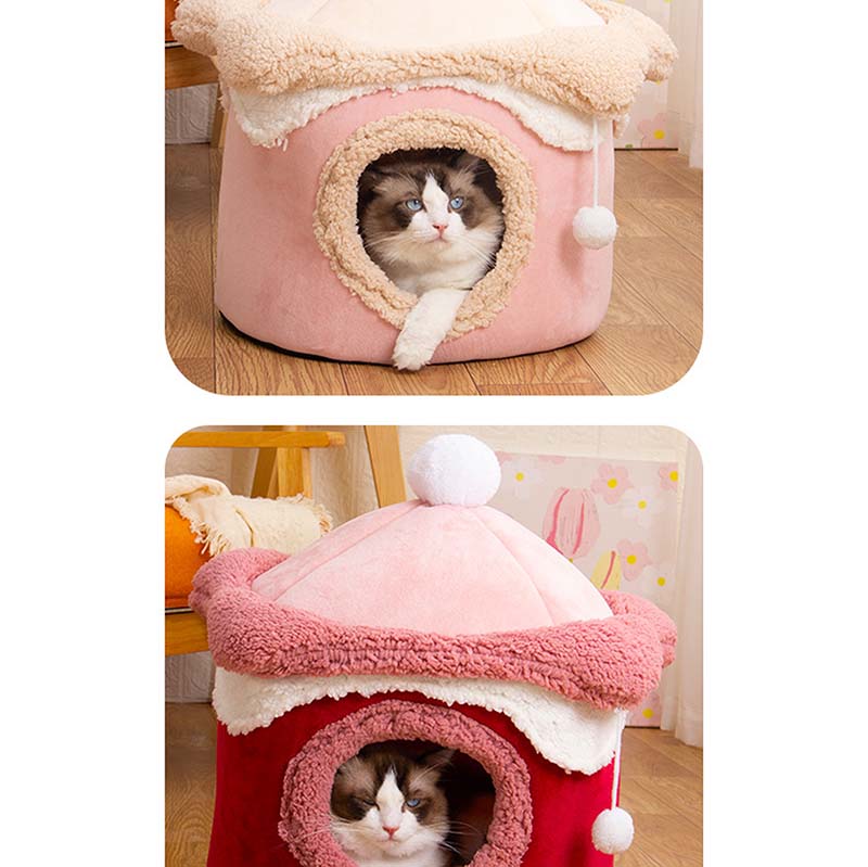 Cat Villa House Pet Cave Covered Indoor Cat &Dog Bed