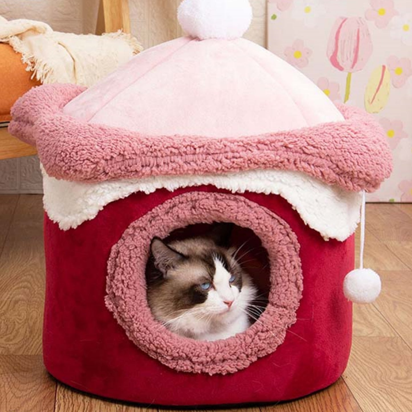 Cat Villa House Pet Cave Covered Indoor Cat &Dog Bed