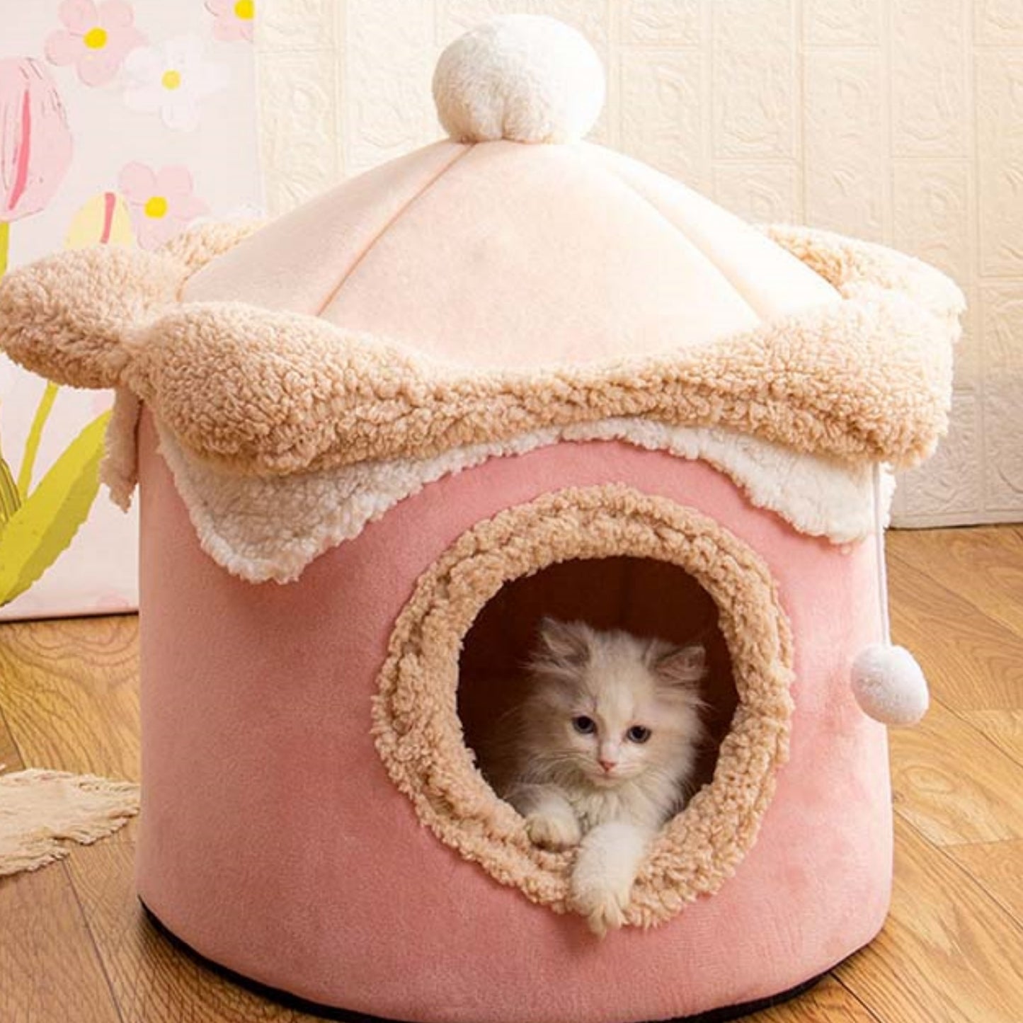 Cat Villa House Pet Cave Covered Indoor Cat &Dog Bed