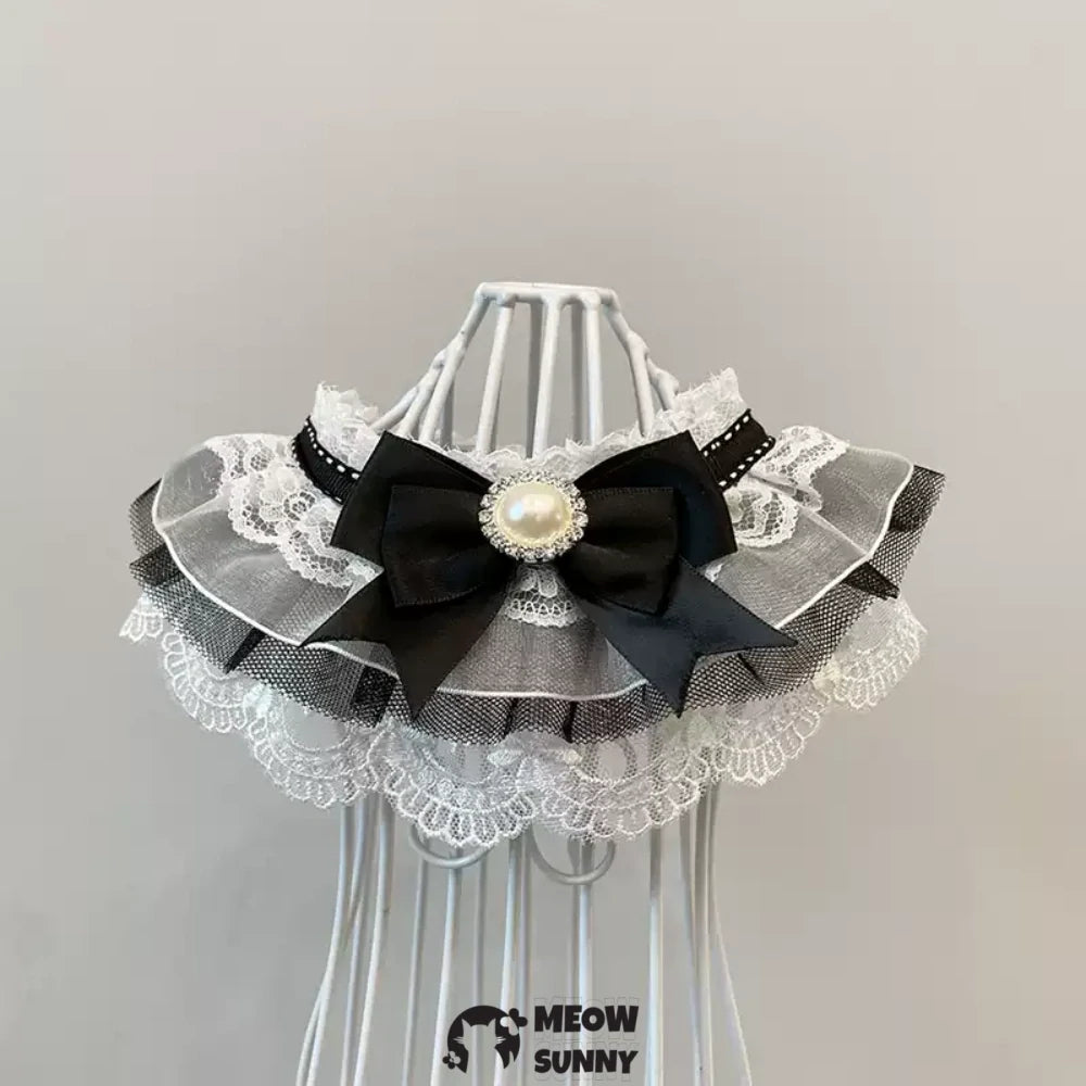 Pet Bib Bandana Elite Style with Black Lace Bowknot
