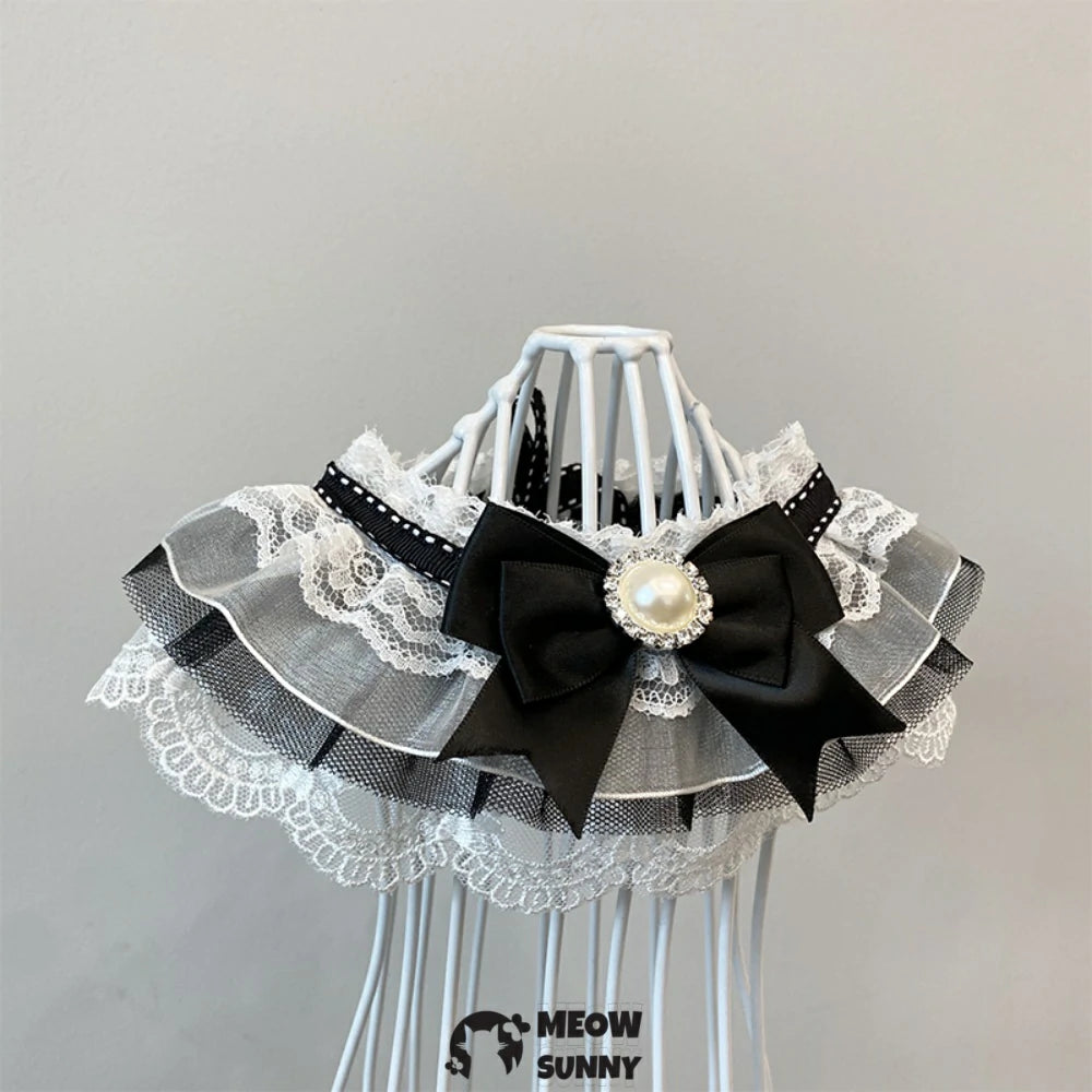 Pet Bib Bandana Elite Style with Black Lace Bowknot