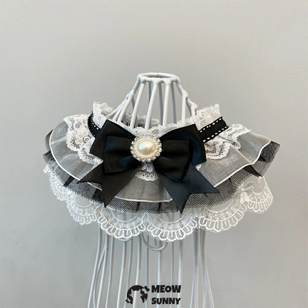 Pet Bib Bandana Elite Style with Black Lace Bowknot