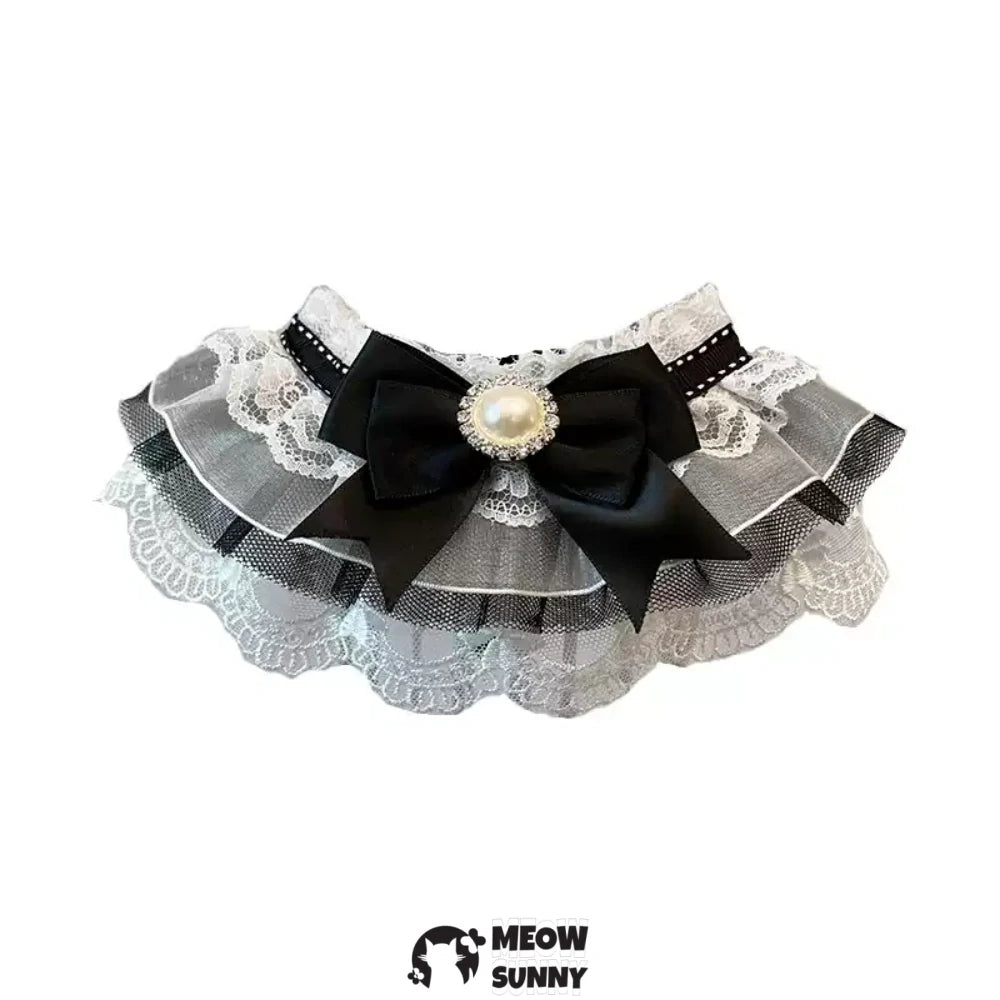 Pet Bib Bandana Elite Style with Black Lace Bowknot