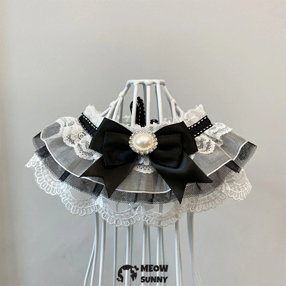 Pet Bib Bandana Elite Style with Black Lace Bowknot