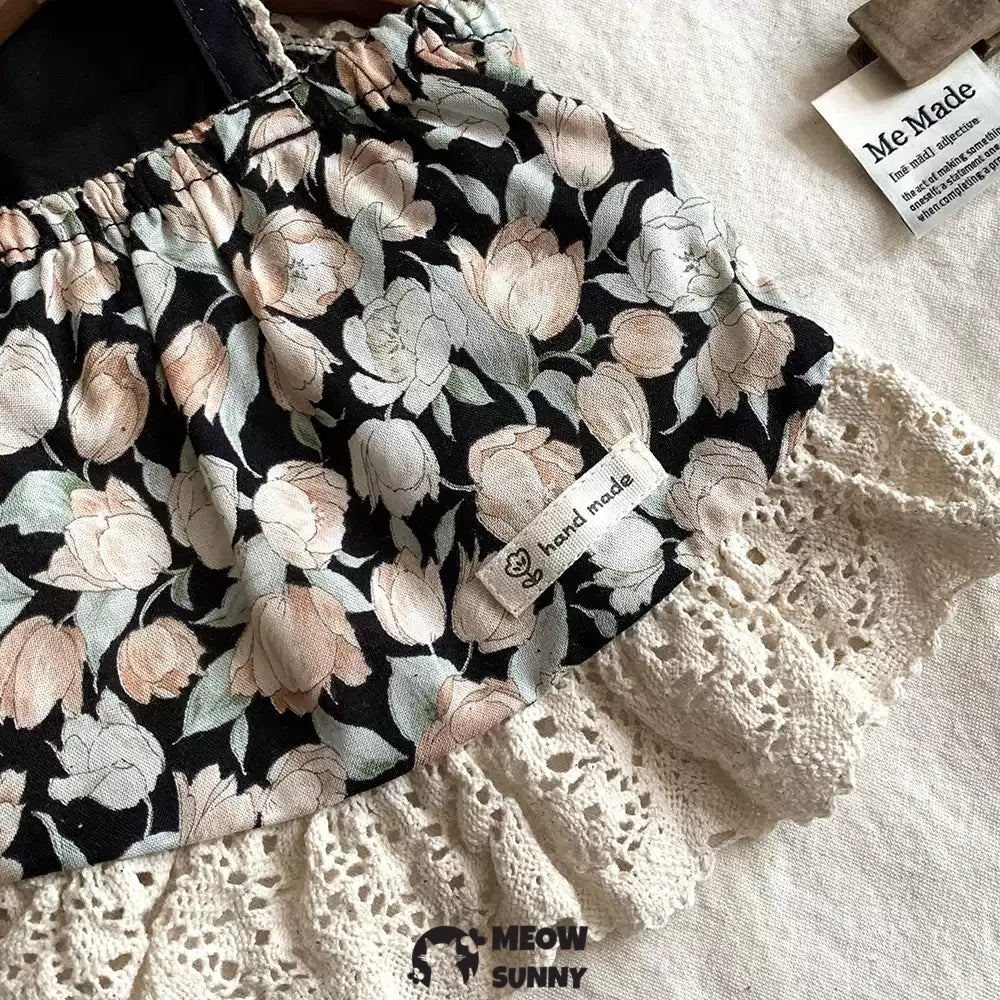 Cat Summer New Retro Champagne Rose Suspender Dress