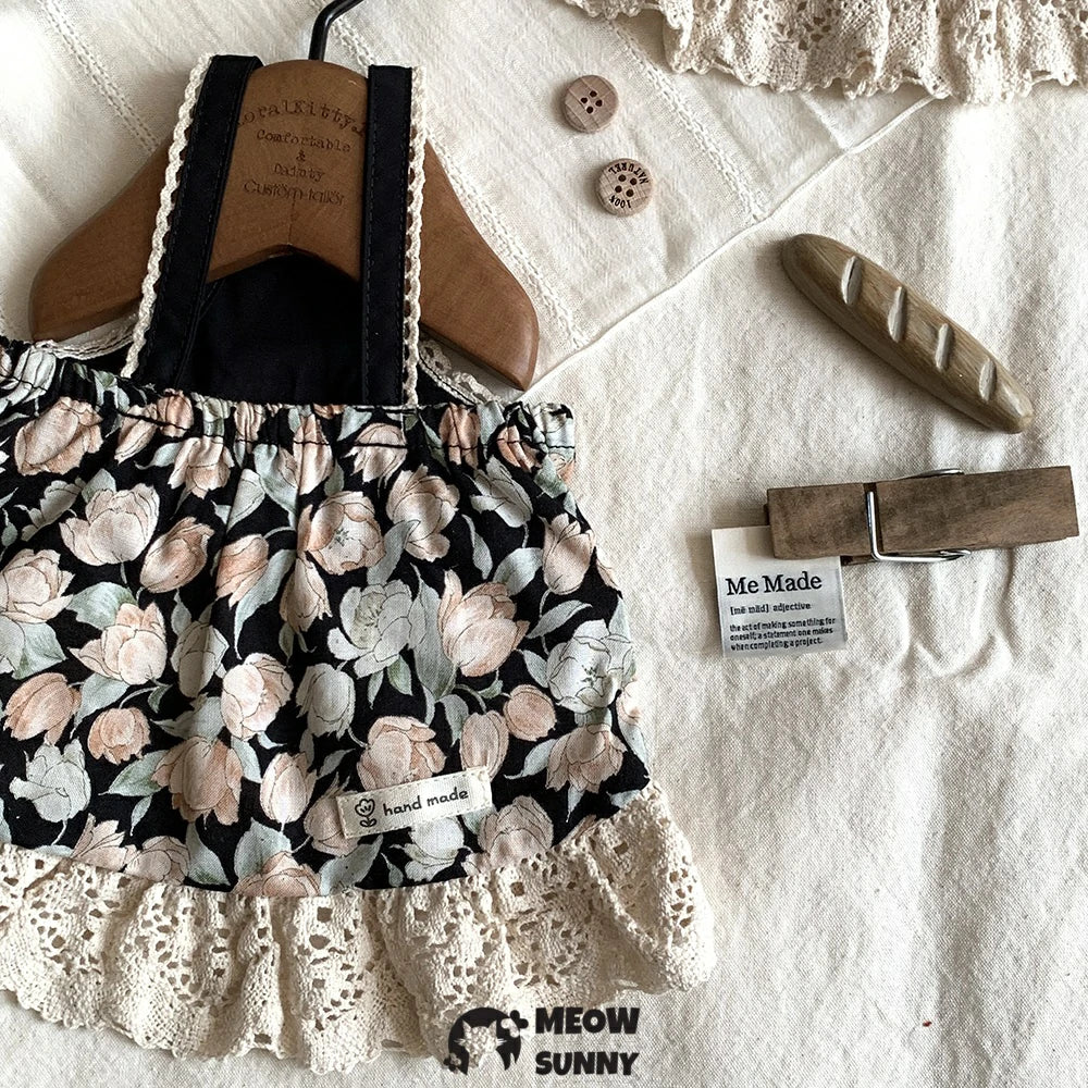 Cat Summer New Retro Champagne Rose Suspender Dress
