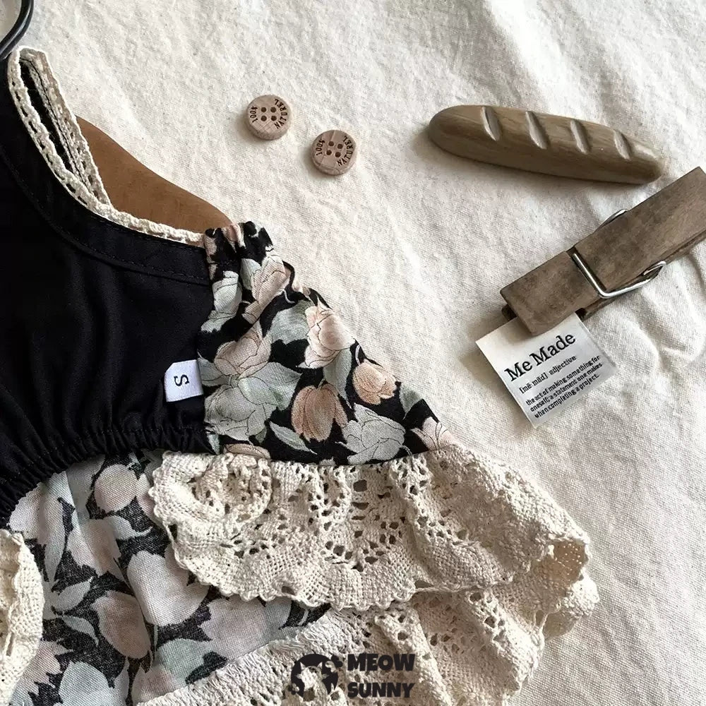 Cat Summer New Retro Champagne Rose Suspender Dress