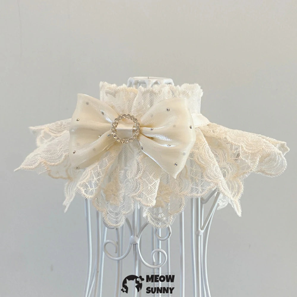 Pet Lace Bib Collar with Cute Bow, Bibs Soft Easy to Wear Comfortable Bow