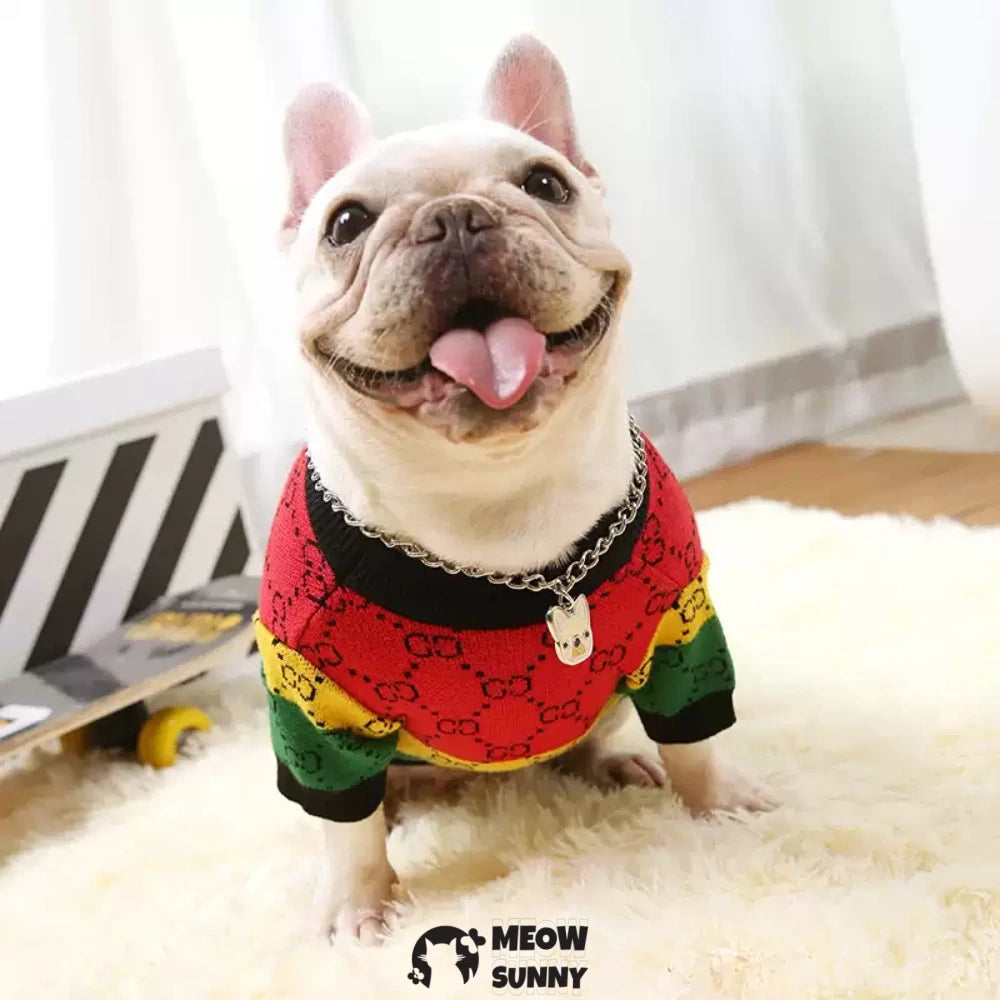 Pet Rainbow Sweater French Bulldog Teddy Dog Clothes