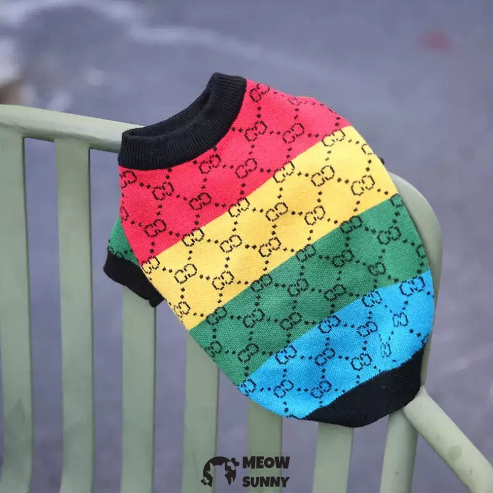 Pet Rainbow Sweater French Bulldog Teddy Dog Clothes