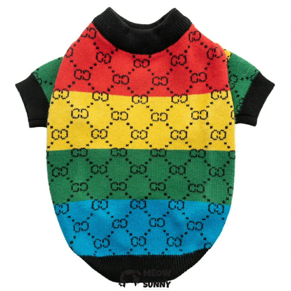 Pet Rainbow Sweater French Bulldog Teddy Dog Clothes