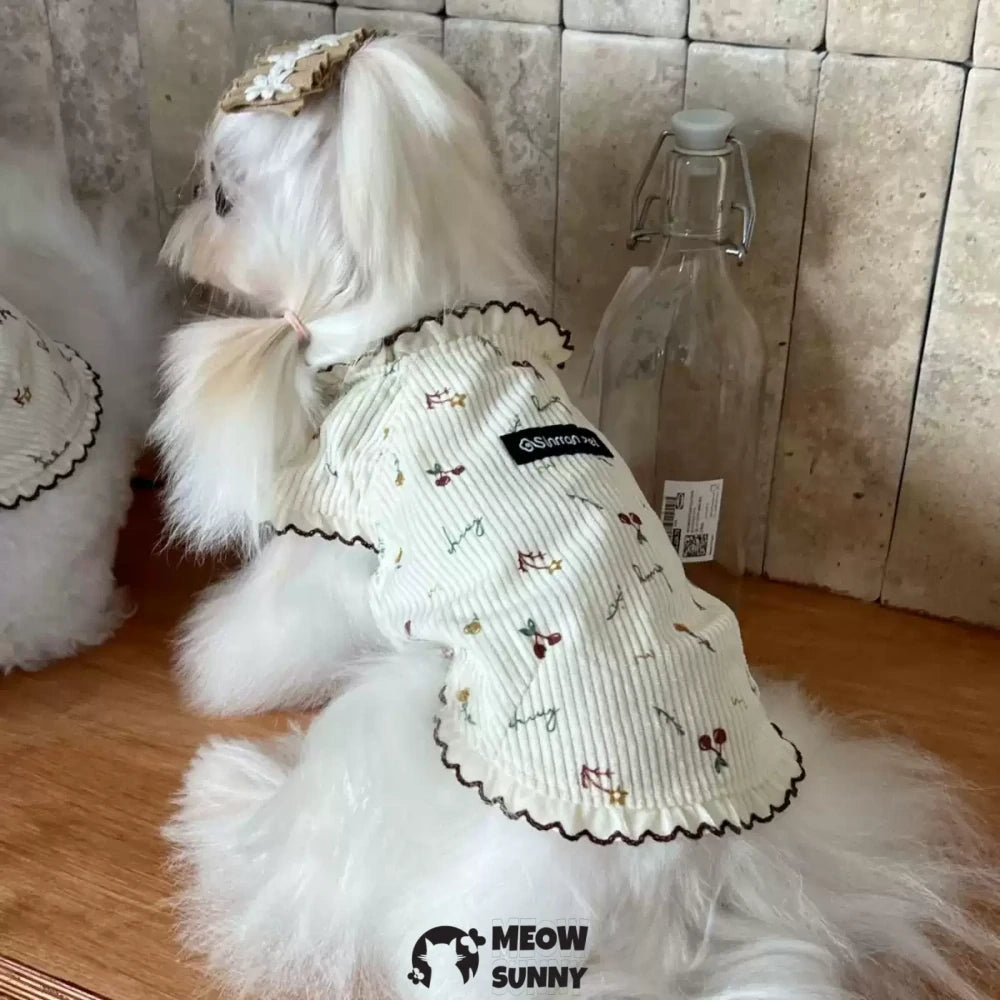 Pet dog princess style dress bottoming shirt warm clothes autumn and winter