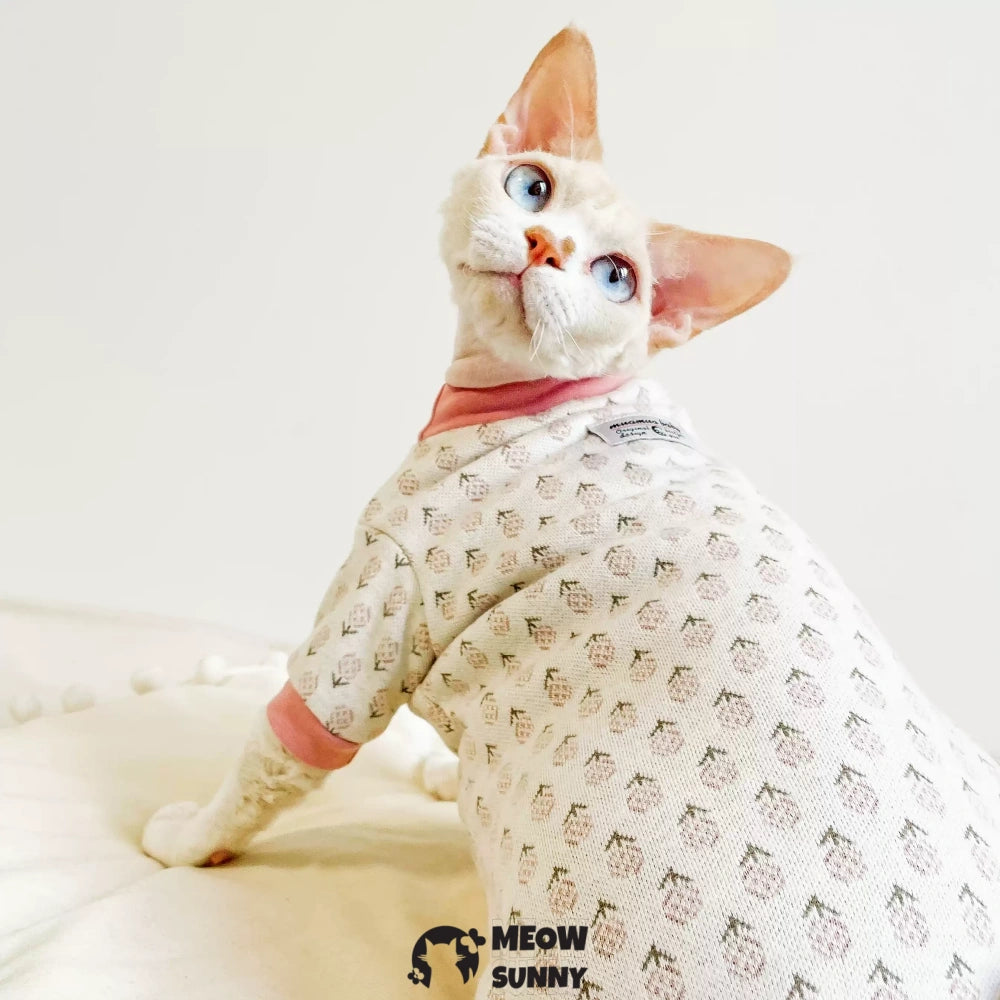 Pink Floral Sweater for Sphynx and Hairless Cat Breeds