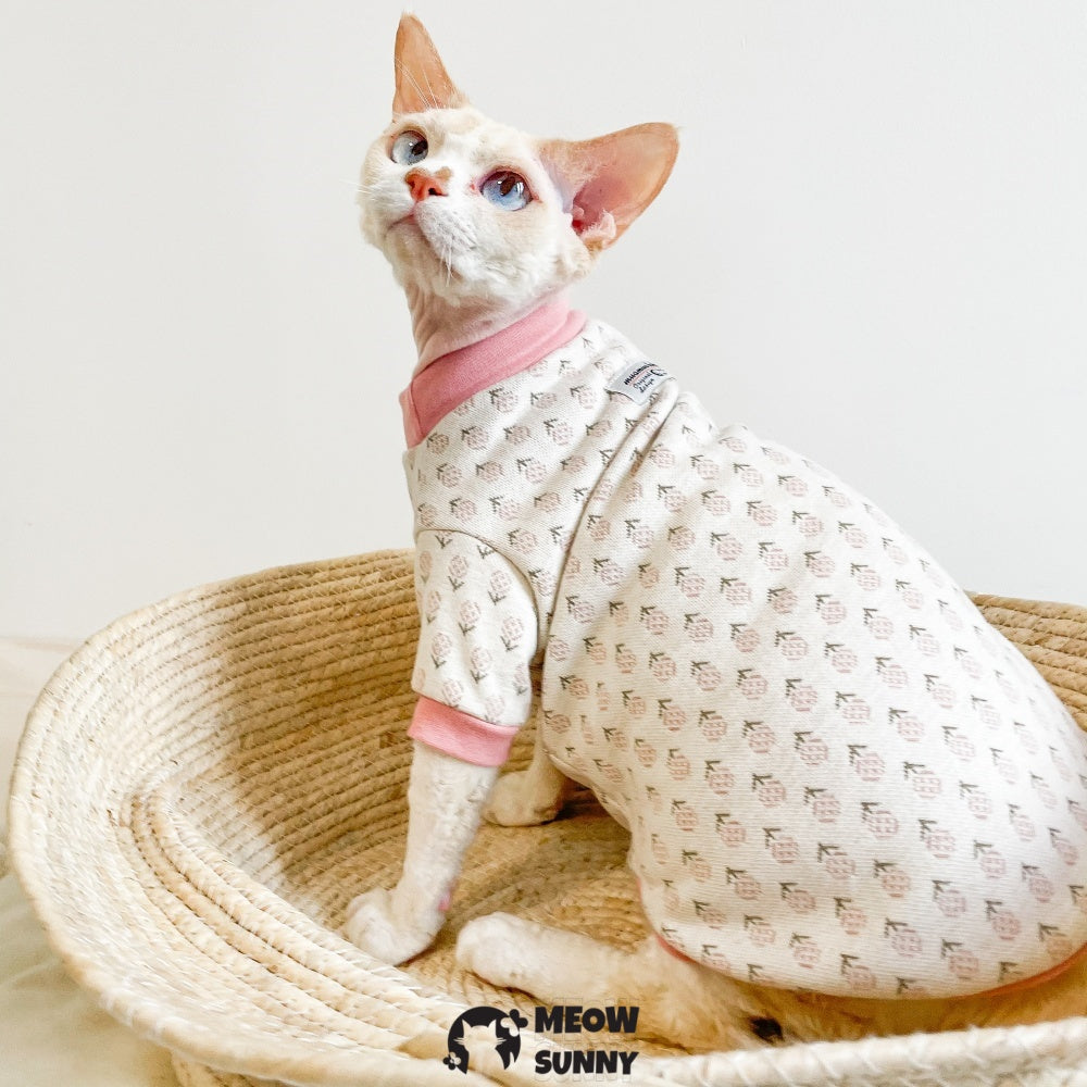 Pink Floral Sweater for Sphynx and Hairless Cat Breeds